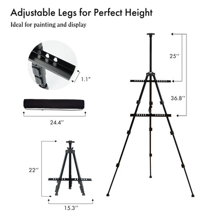 Easel for Painting, Double-Tier Easel Stand, Adjustable Height from 22-66 Inches, Tripod for Painting and Display with Carrying Bag, 66 Inches, Black
