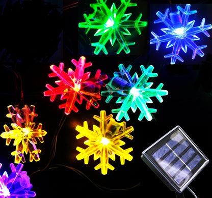 Solar Christmas Fairy String Lights 20 ft 30 LED 8 Modes Solar Snowflake Outdoor Waterproof Powered String Lights for Garden Patio Yard Home Christmas Tree Parties(Multicolor)