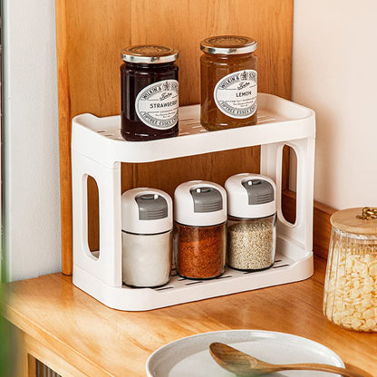 2-Tier Desk Organizers & Dispensers，Mail Holder for Office Desk Organization，Kitchen Spice Rack or Bathroom Countertop Organizer, Gift for Teachers, Classmates, and Friends,White