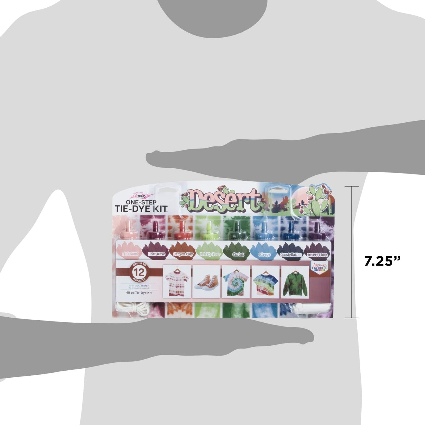 One-Step Tie-Dye Kit, Desert Colors, Easy Craft Activity, Permanent Fabric Designs, 8-Color