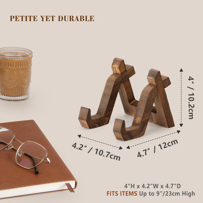 Plate Display Stand, 4 Inch Plate Holder for Displaying, Decorative Picture Frame Dish Photo Plaque Platter Wood Stand