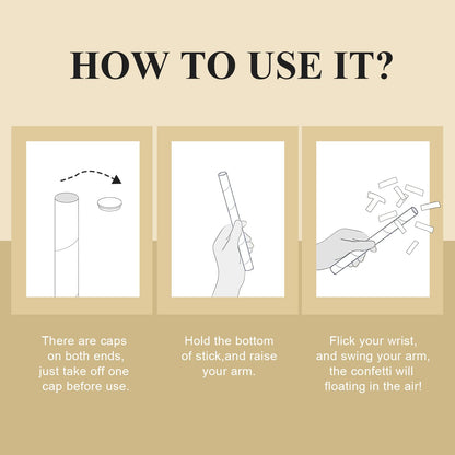 8Pack Gold Metallic Confetti Sticks, Confetti Flick Flutter Shoots Popper for Graduation, Birthday Party, Wedding, Anniversary Parties Supplies, Square, 7.8inch