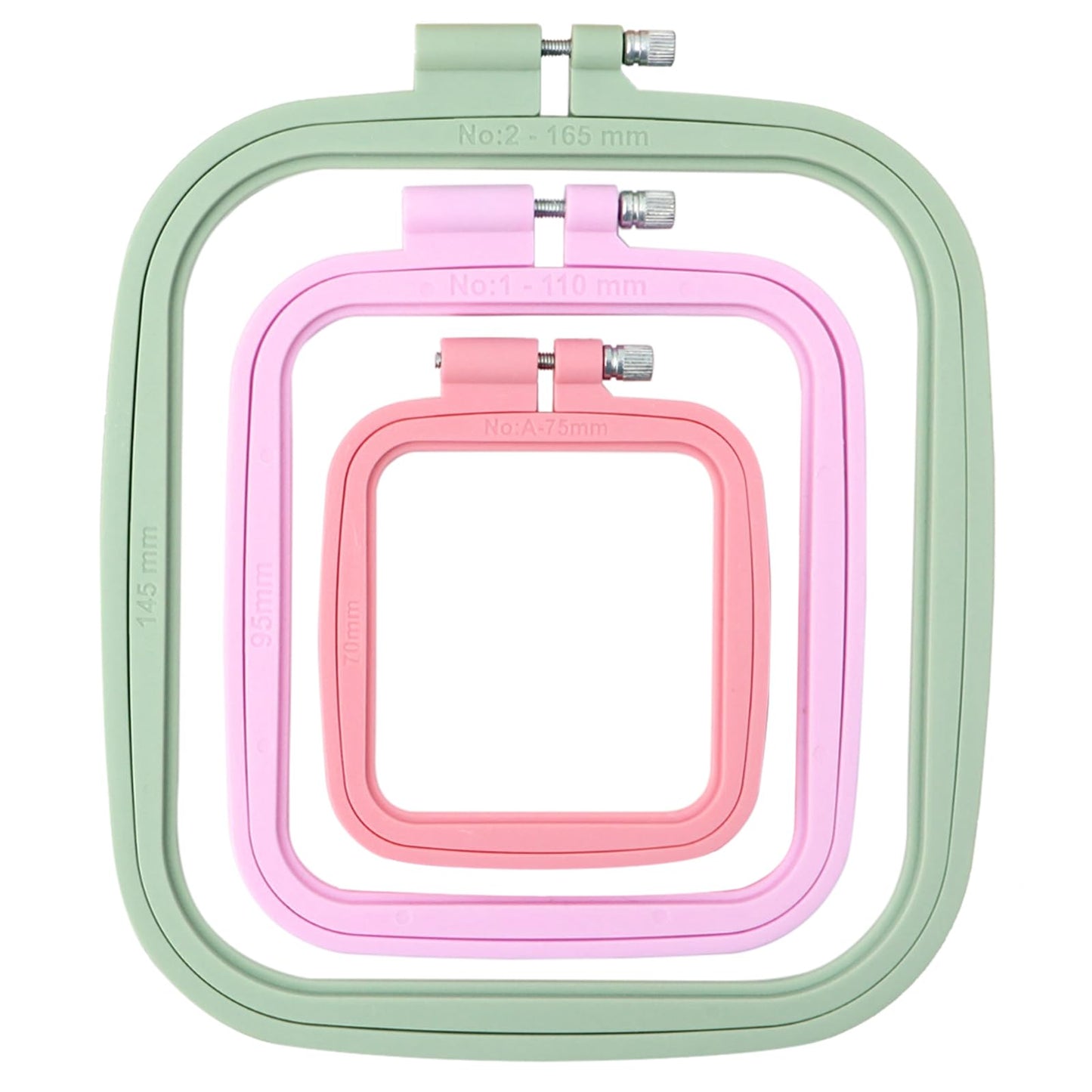 Square Embroidery Hoops, Cross Stitch Hoop and ABS Plastic Embroidery Hoops for Sewing, Needlework, Cross Stitch, Embroidery Projects (3PCS-3", 4.3", 6.5")