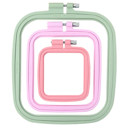 Square Embroidery Hoops, Cross Stitch Hoop and ABS Plastic Embroidery Hoops for Sewing, Needlework, Cross Stitch, Embroidery Projects (3PCS-3", 4.3", 6.5")