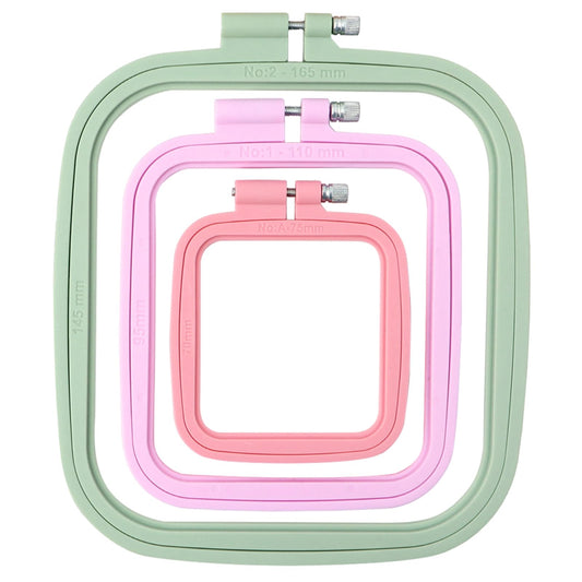 Square Embroidery Hoops, Cross Stitch Hoop and ABS Plastic Embroidery Hoops for Sewing, Needlework, Cross Stitch, Embroidery Projects (3PCS-3", 4.3", 6.5")