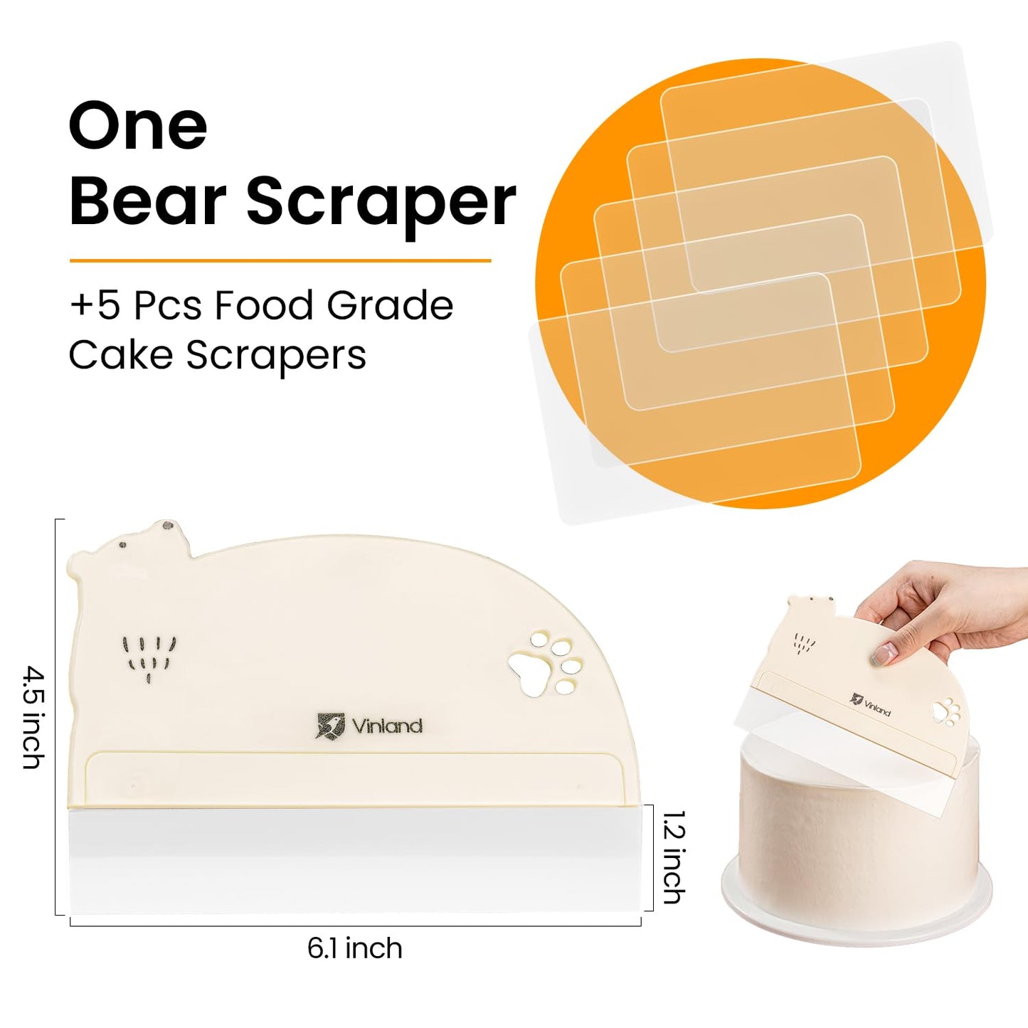 1 Pcs Food Grade Cake Scraper - cake decorating supplies -Transparent Flexible Plastic Cake Cream Smoother, Pastry Spatula for Bread & Cake Decorating (4 pcs Scrapers Included, Non-Installable)