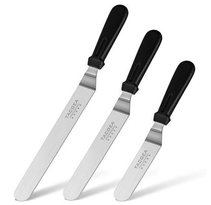Icing Spatula, Angled Offset Cake Spatula with 6", 8", 10" Stainless Steel Blade Set of 3