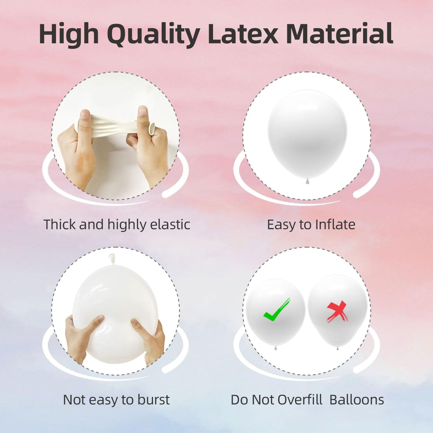 135pcs White Balloons Different Sizes 18" 12" 10" 5" Latex Balloon Garland Arch Kit for Boys Girls Birthday Baby Shower Wedding Anniversary Graduation Party Decorations