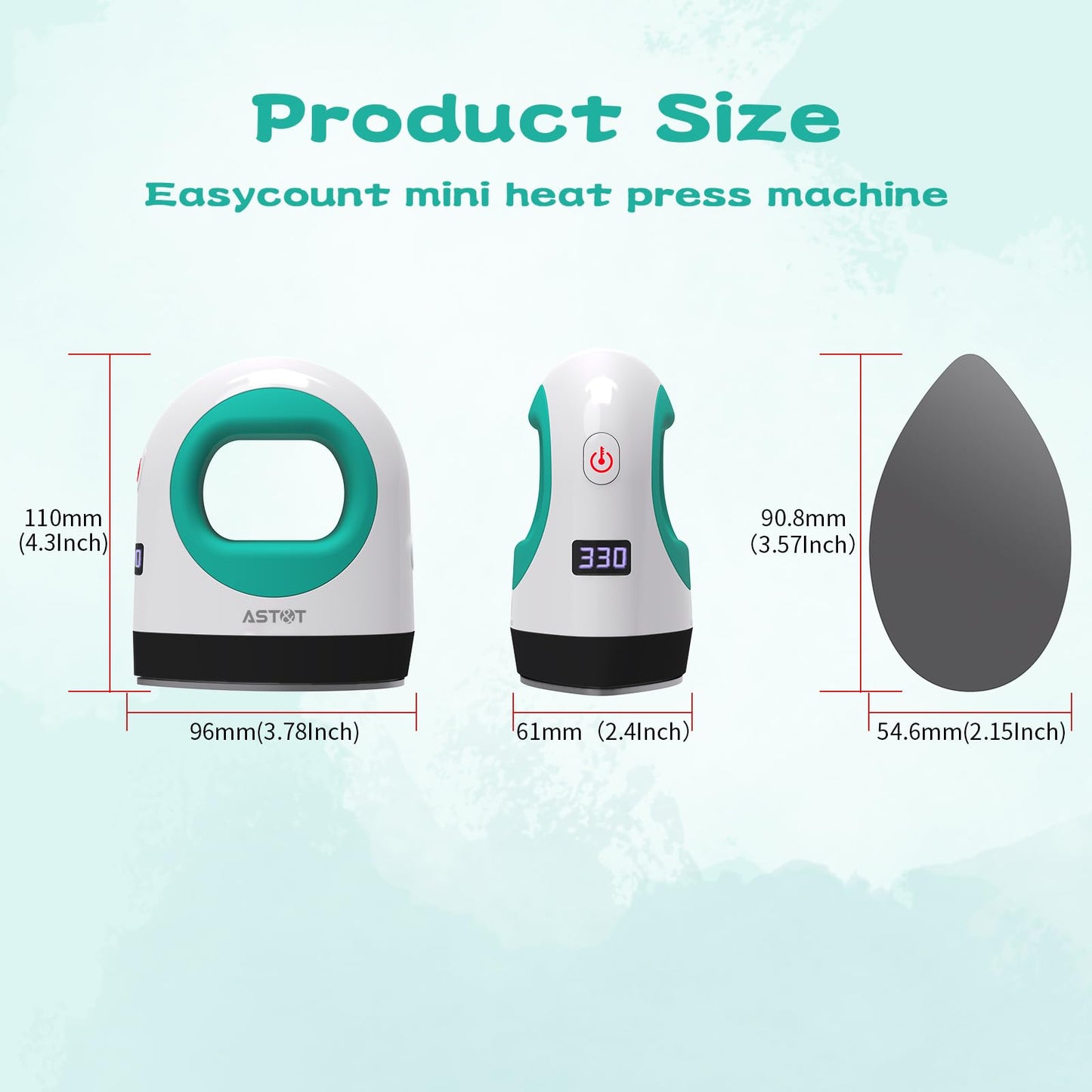 Heat Press Mini Heat Press Machine, Small Heat Press for T Shirts, Hats, Heating Transfer Projects,14 Levels Temperature Setting (White&Green)