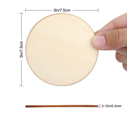 Unfinished Wood Circles for Crafts, Wood Rounds for Crafts, Round Discs for Painting, Writing, DIY Supplies, Engraving and Carving, Home Decorations (3" 36 Pcs)