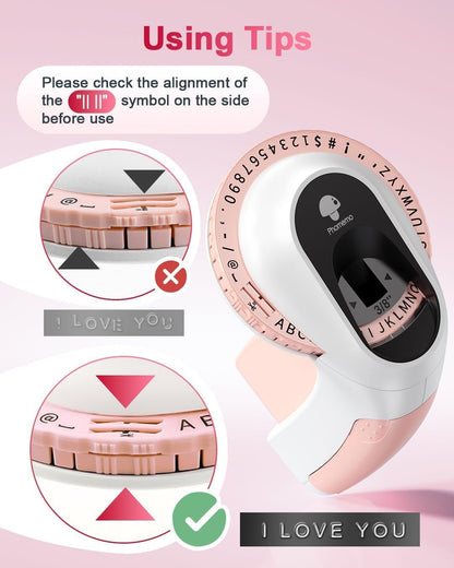 Embossing Label Maker Machine, Retro Embossed Label Maker, Old School Embosser Labeler with 6 Rolls 3D Embossing Label Waterproof for Kid DIY Home School Supplies Office Organization, Pink