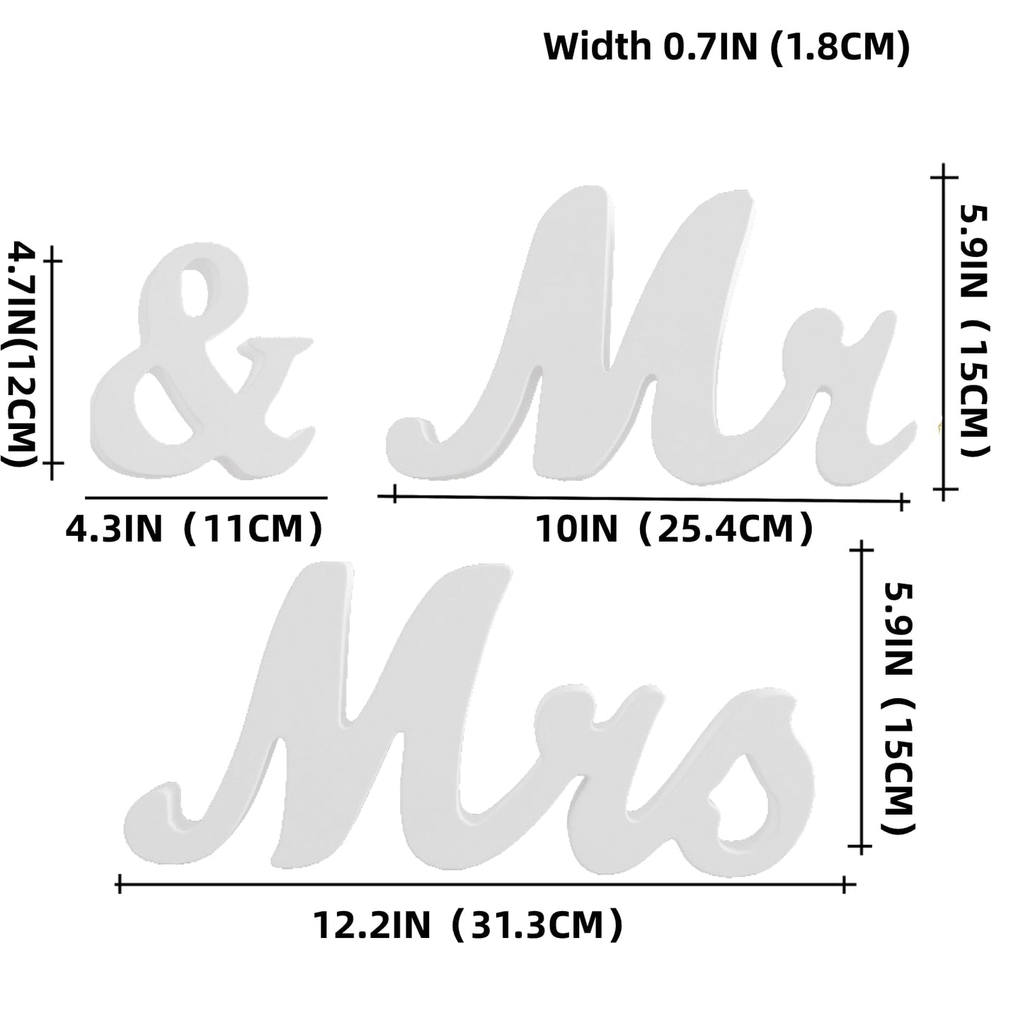 Mr and Mrs Sign for Wedding Table,Large White Mr and Mrs Sign,Wooden Letters,Mr & Miss Sign with Just Married Banner Wedding Decorations for Anniversary