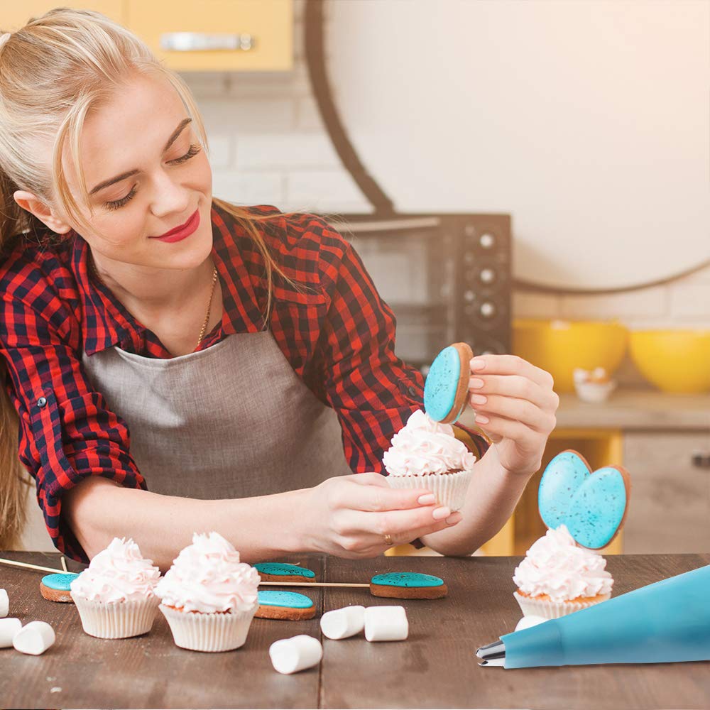 Reusable Piping Bags and Tips Set, Cake Decorating Tools with Icing Pastry Bags, Icing Bags Tips, Couplers and Frosting Bags Ties for Cookie Cupcakes