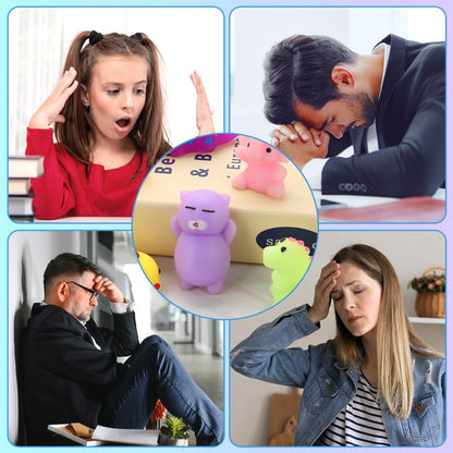 Squishy Toy 24pcs Party Favors for Kids Mochi Squishy Toy moji Kids Mini Kawaii squishies Mochi Stress Reliever Anxiety Toys Easter Basket Stuffers fillers with Storage Box