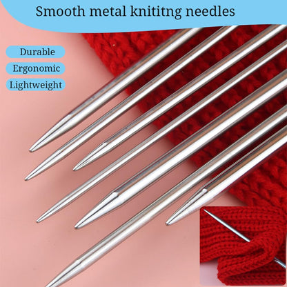 55pcs Metal Knitting Needle Set,Aluminum Straight Single Pointed Stainless Steel Knitting Needles,11 Size 2mm-8mm,10inch Length for Handmade DIY Knitting with Accessories