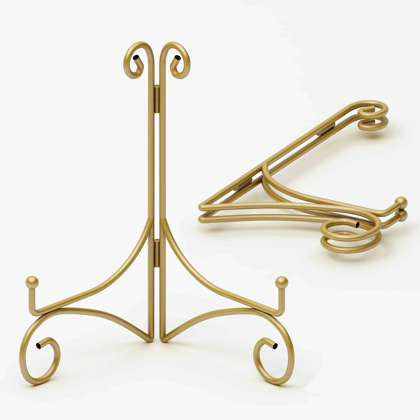 Iron Plate Stand for Display with Folding Design, Picture Stands for Tables, 12 Inch Large Easels for Displaying for Book, Art Piece, Photo and Platter, 12’’ Gold