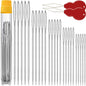 Premium Large Eye, Large Gauge Needles for Hand Sewing - Assorted Sizes, Including Embroidery - 25/50 PCs with 2 Threaders