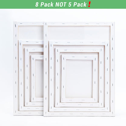 6x8, 8x10, 10x12, 12x16, 8 Set Artist Canvase Frame Board Panels, 100% Cotton Blank Canvase Oil Acrylic Watercolor Pouring Paint, Acid-Free for Kids & Artists