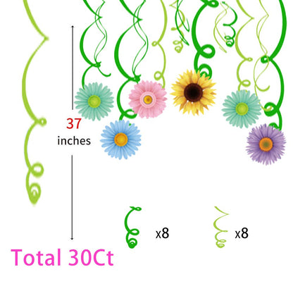 30Ct Autume Summer Spring Sun Flower Hanging Swirl Decorations,Themed Birthday Party,Party Supplies,Ceiling Decorations for Girls,Boys,Kids, Bedroom,Classroom,Baby Shower