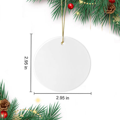 Sublimation Ceramic Ornaments - Bulk White Round Porcelain Ornament Blanks for Heat Press Printing - Personalized Xmas Tree Keepsake Crafts Gift