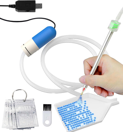 Diamond Art Painting Pen, Painter Vacuum Diamond Art Pen,Electric Diamond Art Painting Pen, Vacuum Diamond Art Accessories Tool with Storage Tray (Blue)