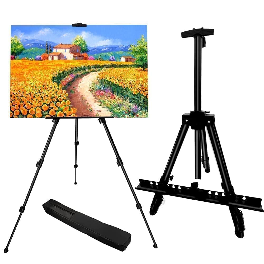 Easel Stand for Sign and Painting: Art Portable Adjustable Metal Tripod Easels for Display Height from 17 to 66 Inch -Canvas Stand for Table-Top/Floor Paint for Artists Adult Holder or Teen