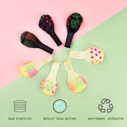 35Pieces Neon Balloons Blacklight Party Balloons Set, 12” Latex Balloon Black Lights for Glow Party, Mini Polka Dots Glow in the Dark Balloons for Birthday Wedding Arch Themed Party Supplies