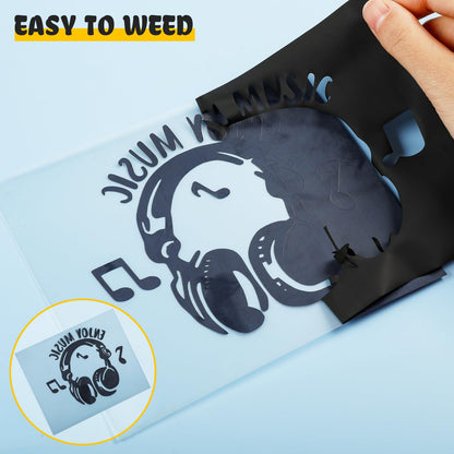 Black HTV Heat Transfer Vinyl Rolls - 12" x 20ft Black Iron on Vinyl for Shirts, Iron on for All Cutter Machine - Easy to Cut & Weed for Craft Heat Vinyl Design