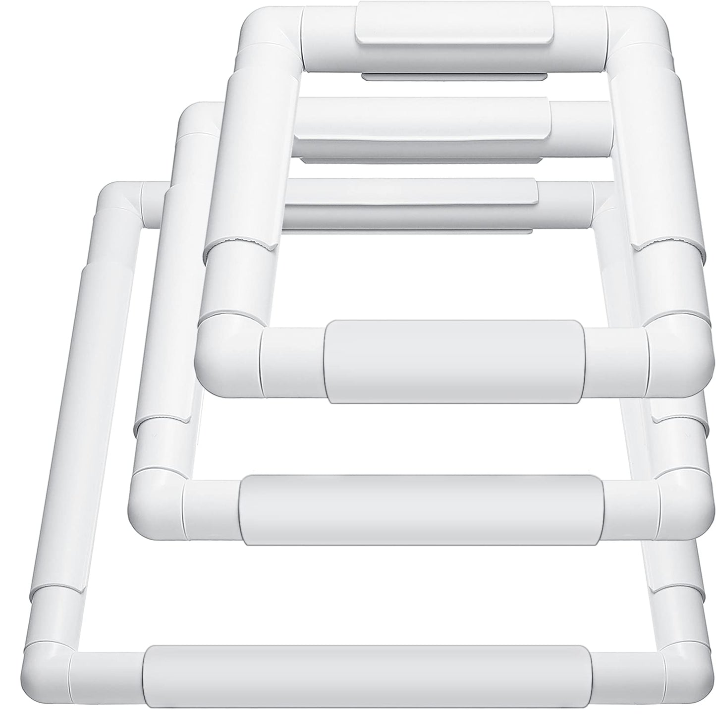 Embroidery Hoop 3 Pcs Cross Stitch Hoops and Frames White Rectangular Cross Stitch Embroidery Snap Frame DIY Sewing Tool for Quilting Silk-Painting 6 x 6, 8 x 8, 11 x 11 in(White)