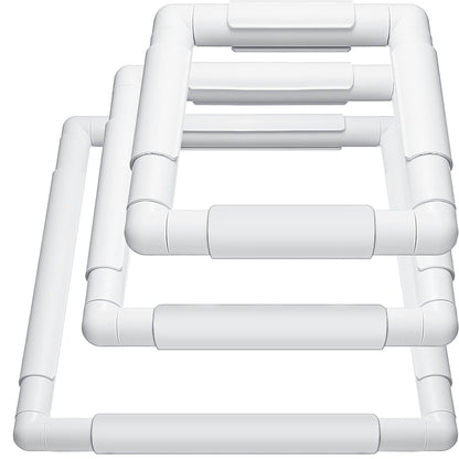 Embroidery Hoop 3 Pcs Cross Stitch Hoops and Frames White Rectangular Cross Stitch Embroidery Snap Frame DIY Sewing Tool for Quilting Silk-Painting 6 x 6, 8 x 8, 11 x 11 in(White)