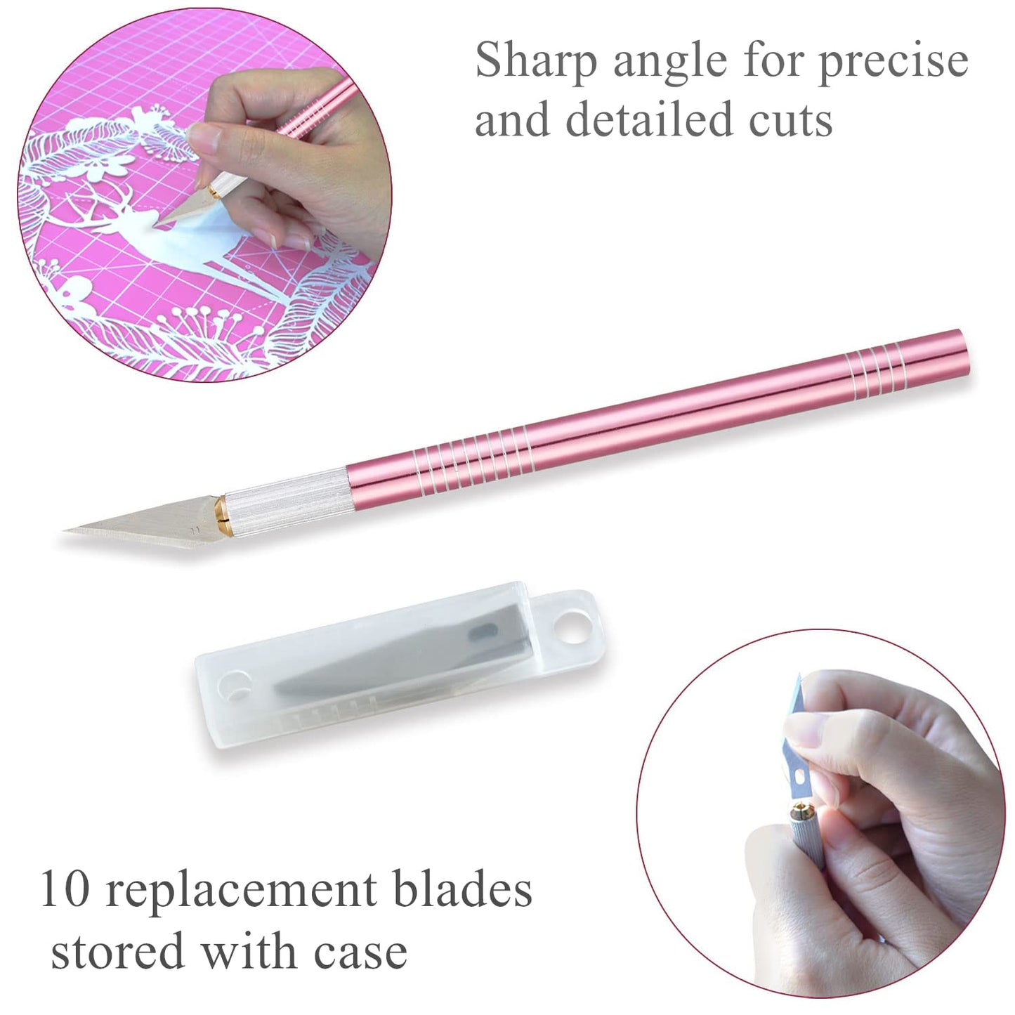 39 Pcs Rotary Cutter Set Pink - Quilting Kit incl. 45mm Fabric Cutter with 5 Extra Blades, A4 Cutting Mat, Craft Knife Set, Quilting Ruler and Sewing Clips, Ideal for Crafting, Sewing, Patchworking