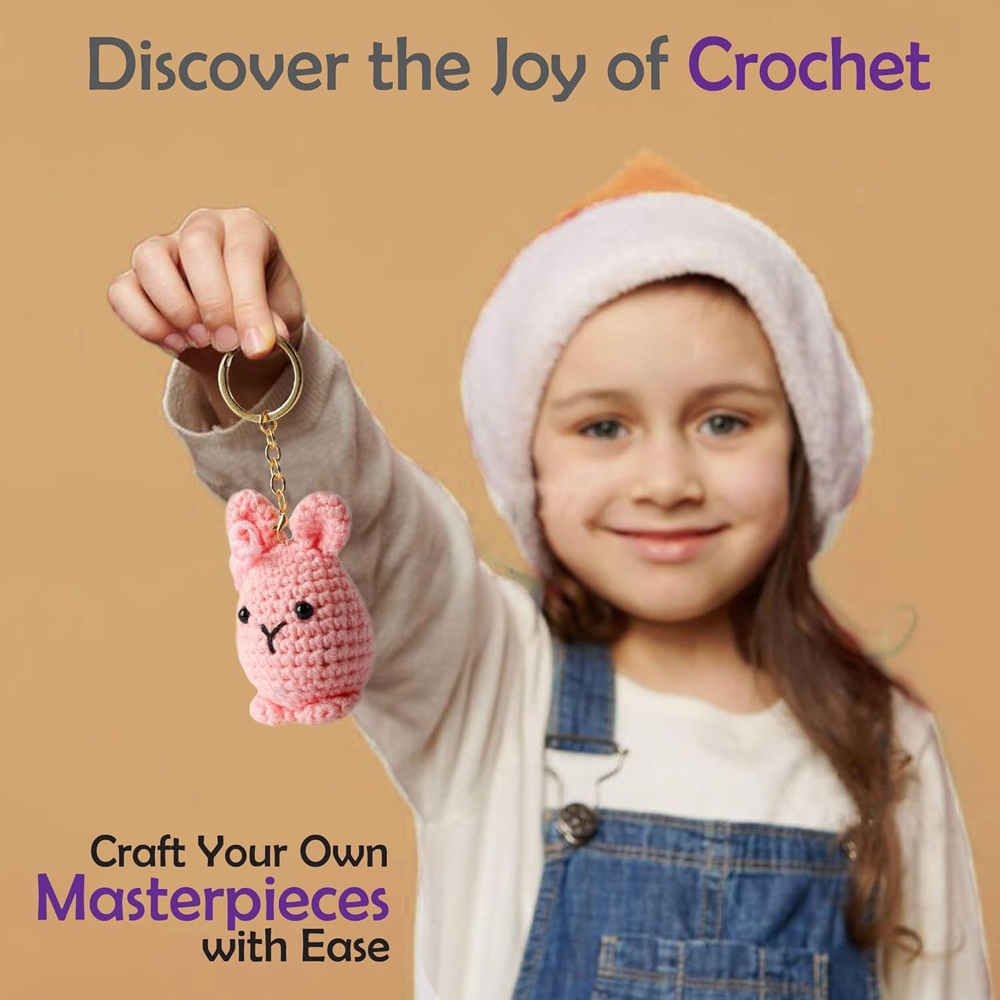 Learn to Crochet Kit for Beginners Kids and Adults, 4 Pattern Beginner Crochet Animal kit with Step-by-Step Video Tutorials (Forest Friends–Standard Size)