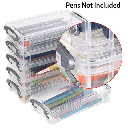 Large Capacity Pencil Box, Office Supplies Storage Organizer Box, Brush Painting Pencils Storage Box Watercolor Pen Container Drawing Tools(6 Pack Clear)