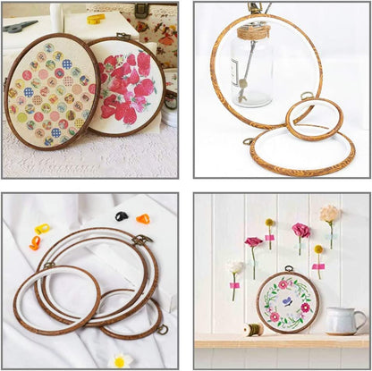 5 Pieces 8 inch Round Embroidery Hoops, Imitated Wood Plastic Display Frame for Cross Stitch Embroidery Round Hoops Arts Decoration