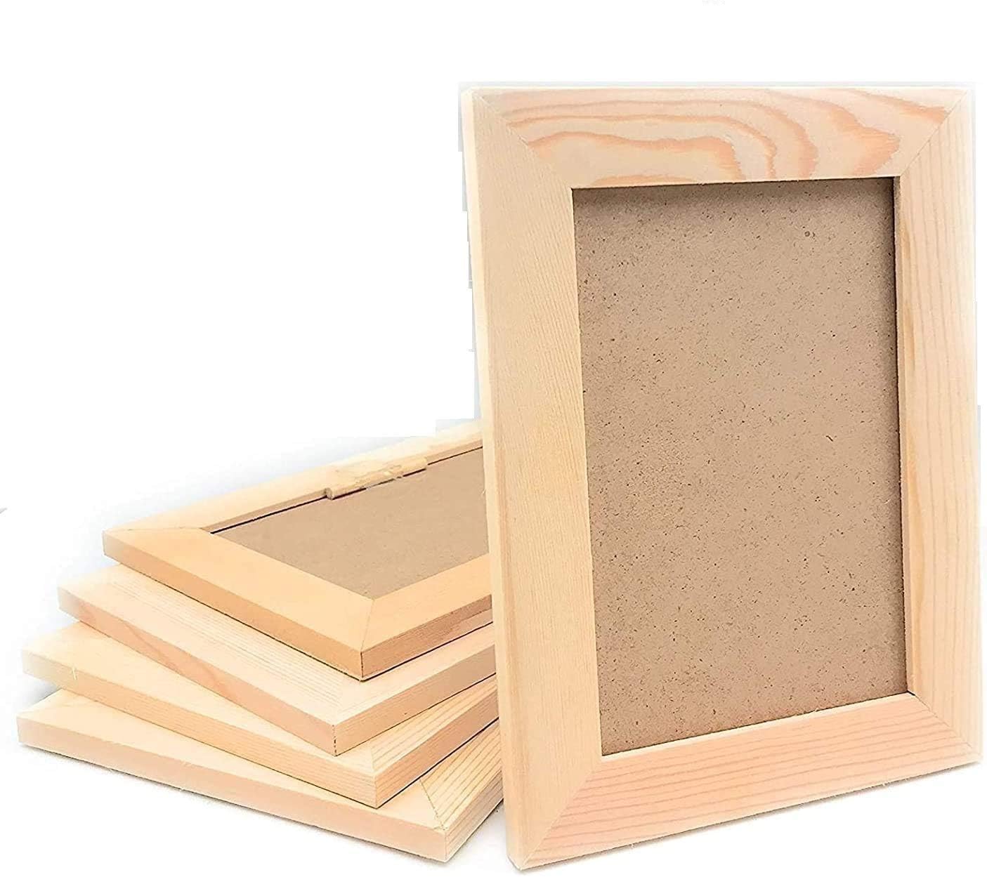 Unfinished Solid Wood Picture Frames for Arts Crafts, DIY Painting Project Stand or Hang on The Wall 6x8 Frame Size Holds 6x4 Pictures for Kids Craft Birthday, School projects (8)