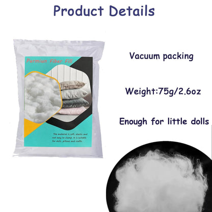 75g/2.6oz Premium Polyester Stuffing for Stuffed Animals, Soft and Warm Down Feather Like DIY Toy Stuffing for Dolls, Fiber Filling pp Cotton Stuffing for Craft