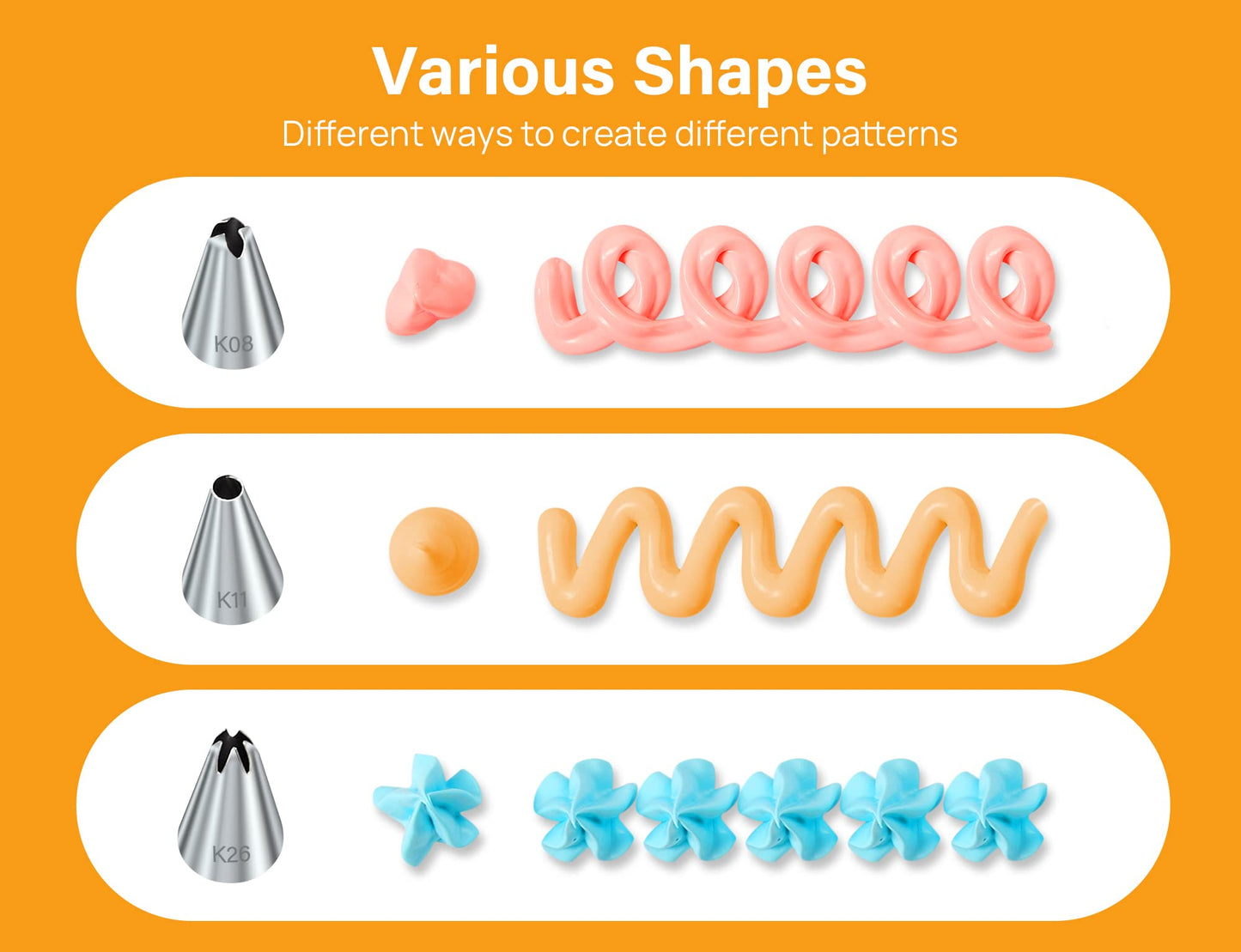 42pcs Piping Bags and Tips Set, Cake Decorating Supplies Kits for Baking with 30 Numbered Frosting Icing Tips, 2 Reusable Pastry Bags, Easy Carry Storage Box and Other Baking Tools