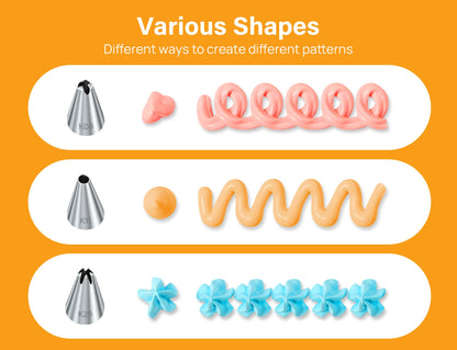 42pcs Piping Bags and Tips Set, Cake Decorating Supplies Kits for Baking with 30 Numbered Frosting Icing Tips, 2 Reusable Pastry Bags, Easy Carry Storage Box and Other Baking Tools