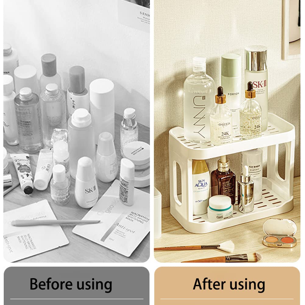 2-Tier Desk Organizers & Dispensers，Mail Holder for Office Desk Organization，Kitchen Spice Rack or Bathroom Countertop Organizer, Gift for Teachers, Classmates, and Friends,White