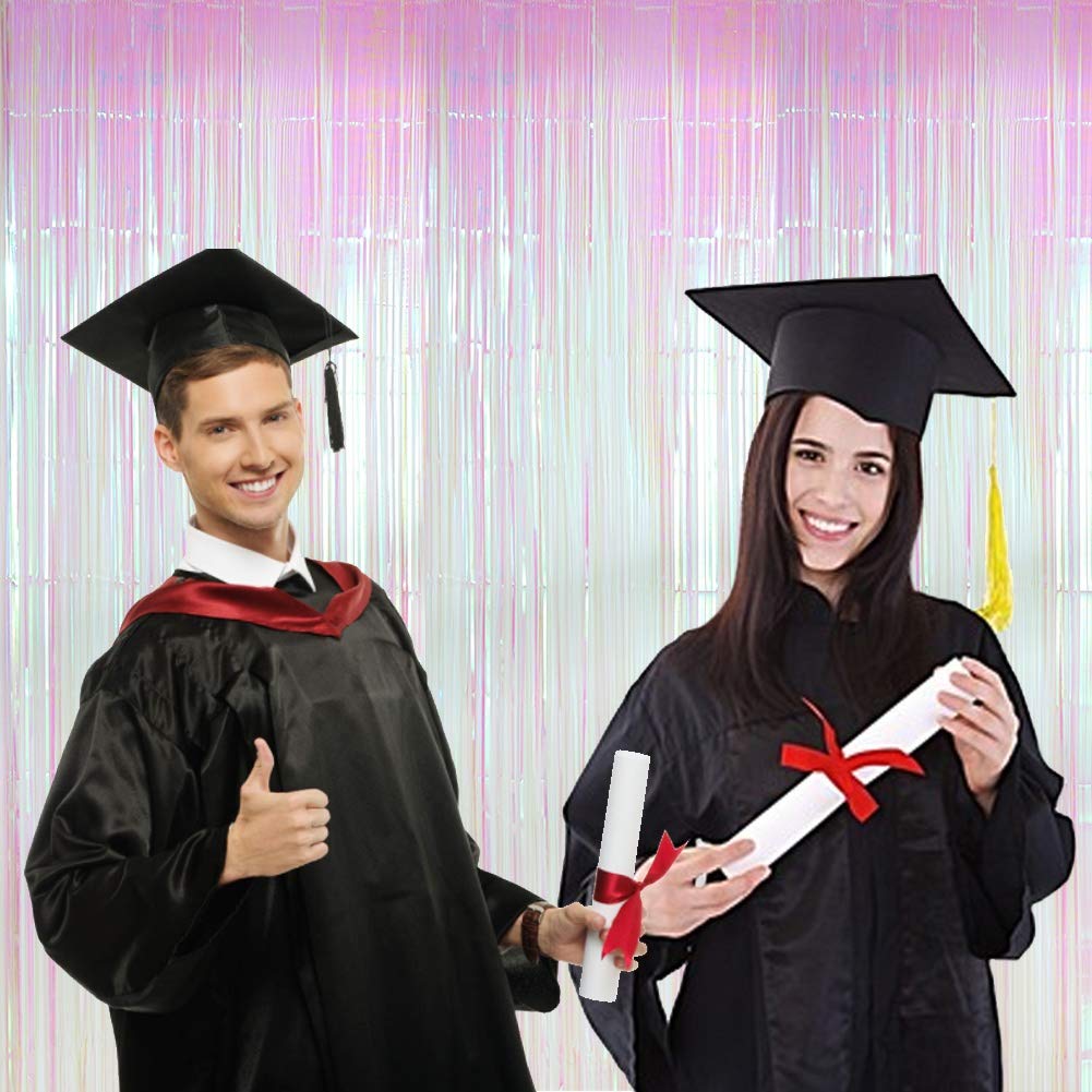 2 Pack Photo Booth Backdrop 3FT x 8FT Foil Curtain Tinsel Backdrop Environmental Background Party Streamers for Birthday Wedding Graduation Valentines Halloween Christmas Decorations