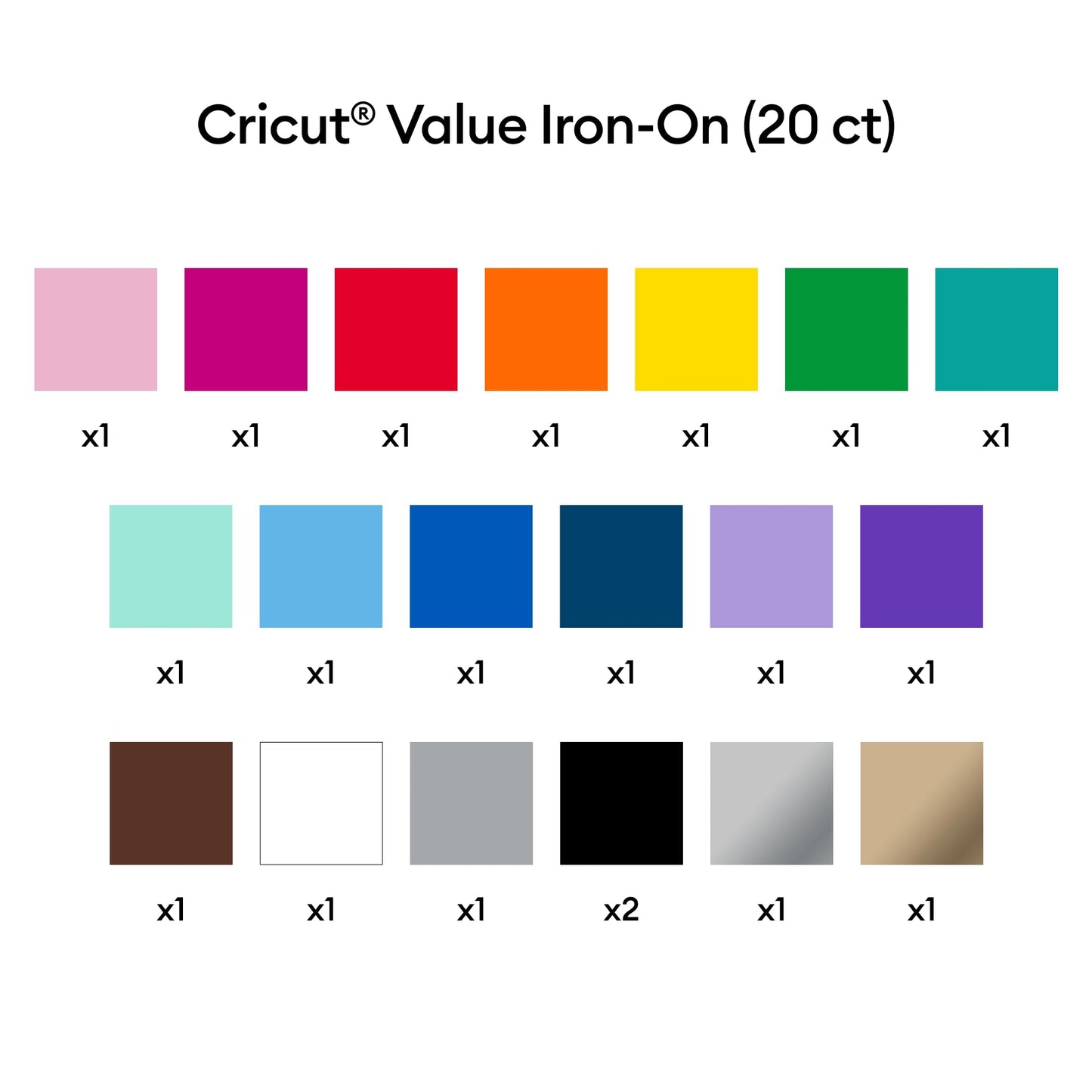 Value Iron-On, Rainbow Sampler - 12 in x 12 in (20 ct)- HTV Heat Transfer Vinyl