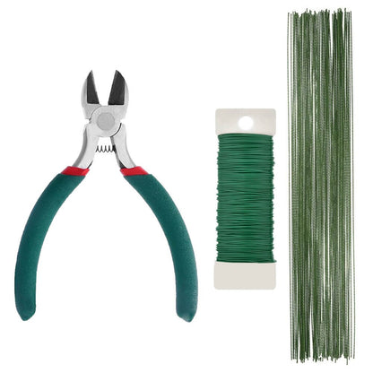 Floral Tape and Floral Wire Arrangement Tools Kit with Wire Cutter 26 Gauge Stem Wire and 22 Gauge Paddle Wire for Bouquet Stem Wrap Florist