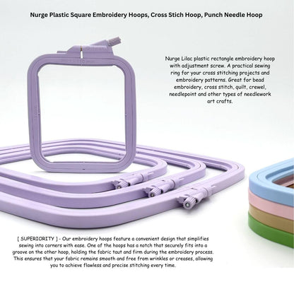 Lila Plastic Square Embroidery Hoop, Cross Stitch Hoops, Punch Needle Hoop No:4 Large