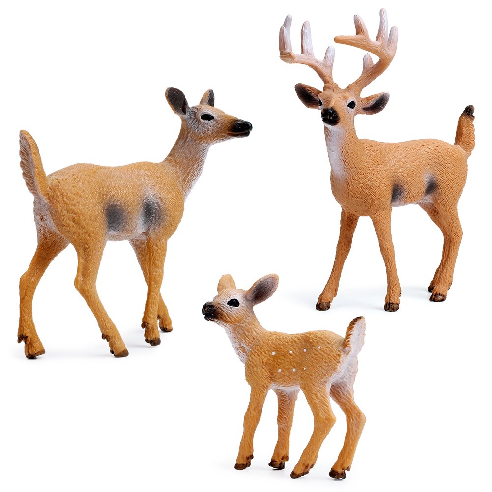 Forest Animals Figures, Woodland Creatures Figurines, Miniature Toys Cake Toppers (Deer Family, Fox, Rabbit, Squirrel)