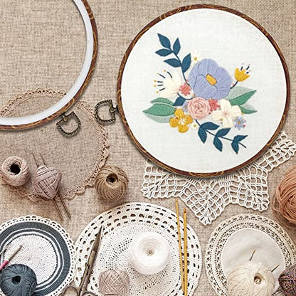 5 Pieces 8 inch Round Embroidery Hoops, Imitated Wood Plastic Display Frame for Cross Stitch Embroidery Round Hoops Arts Decoration