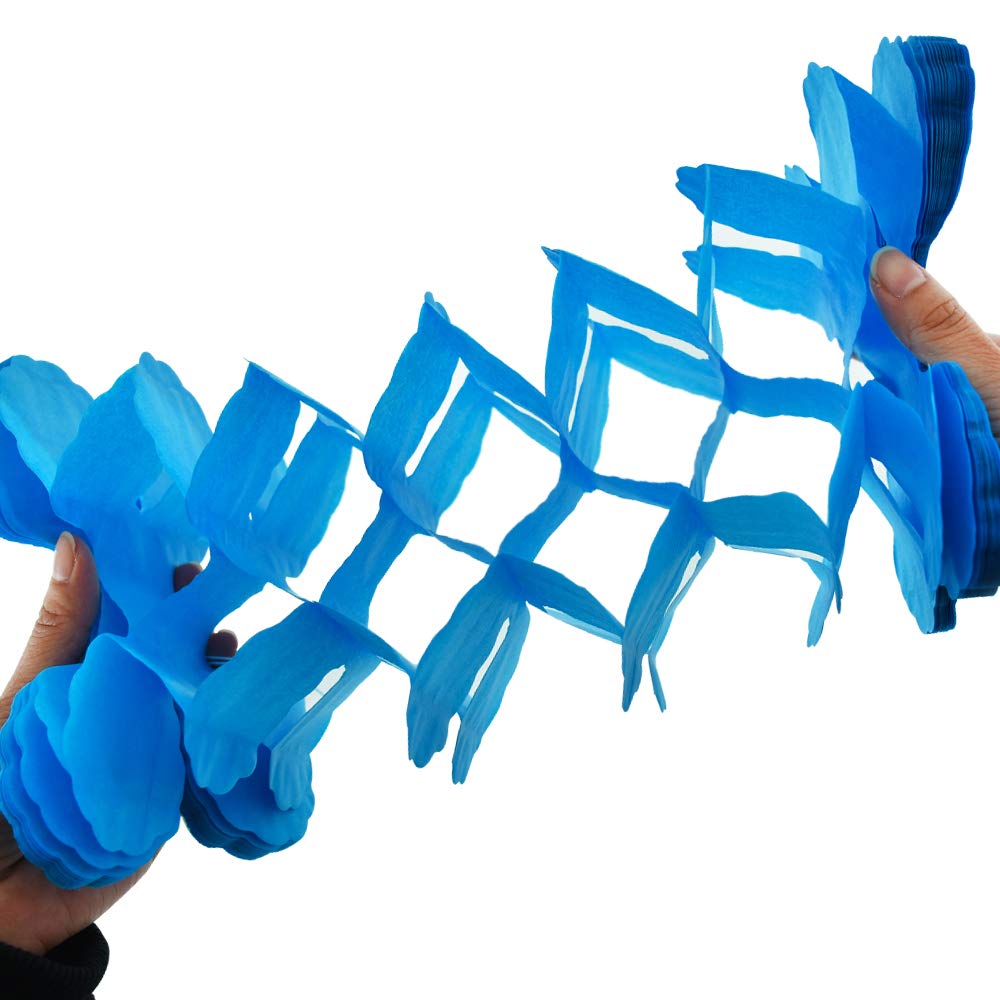 12PCS Four Leaf Clover Paper Garland 120ft Navy Blue Ocean Party Streamers Tissue Flower Reusable Hanging Banner for Wedding Baby Shower Home Party Backdrop Graduation Decoration