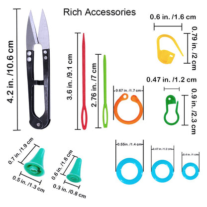 Bamboo Knitting Needles Set, Exquiss 18 Pairs Circular(31.5”) Wooden Knitting Needles with Colored Plastic Tube, 36PCS Single Pointed Bamboo Knitting Needles(9.5”), Include Knitting Tools for Weaving