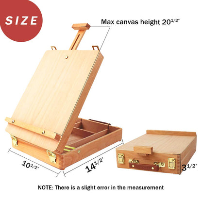 Tabletop Art Easel for Painting, Premium Wooden Sketchbox, Portable Desktop Painting Easel for Student Artist Beginner