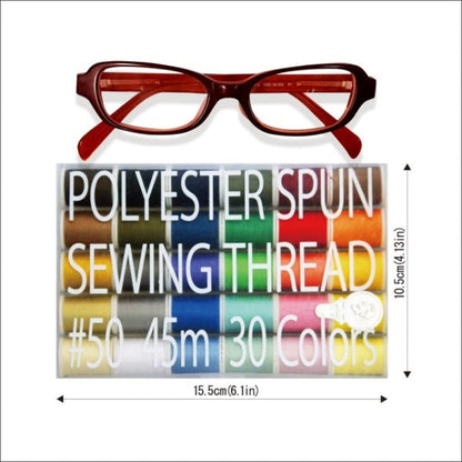 Japan 30-Color Handy Polyester Sewing Thread Set, 45m / 50 yds Each [93011]