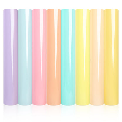 Pastel Iron on Vinyl Boho Heat Transfer Vinyl Bundle 12 X 10 in, 8 Assorted Pastel HTV for T-Shirts,Garment, Easy to Cut & Transfer